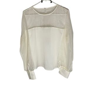 XL Express Ivory Half Mesh Top